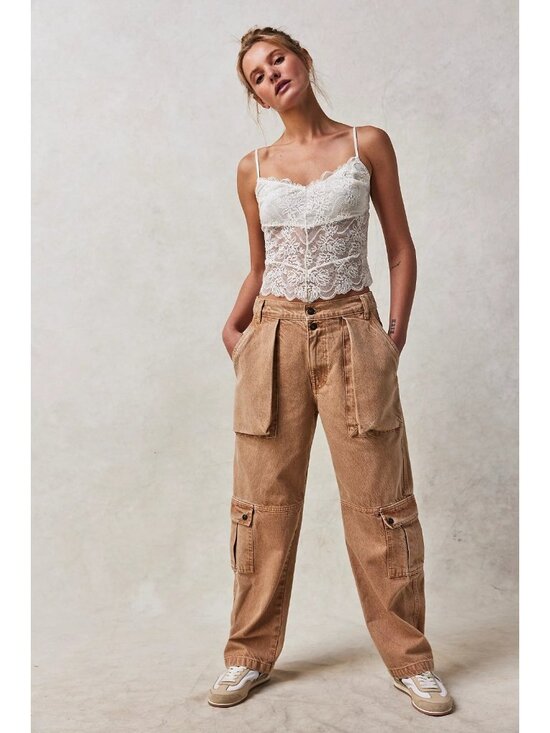 Free People Pants - Free People We The Free Marx Slouchy Cargo Washed brown tan BOHO Jeans Size 29